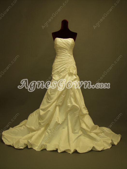 Best Corset Back Strapless A-line Long Bridal Dresses 