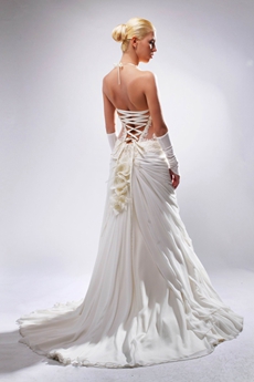 Sexy Halter Wedding Dress Illusion Waist 