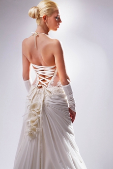 Sexy Halter Wedding Dress Illusion Waist 