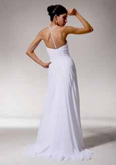 Stunning A-line White Chiffon Summer Beach Wedding Dress 