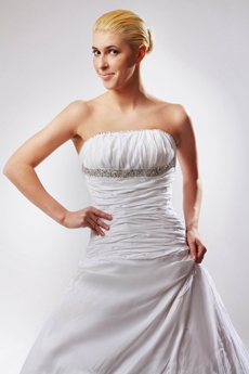 Exclusive White Satin A-line Simple Bridal Gown 
