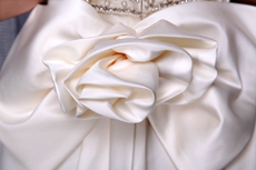 Cowl Neckline Satin Wedding Dress With Handmade Flowers 
