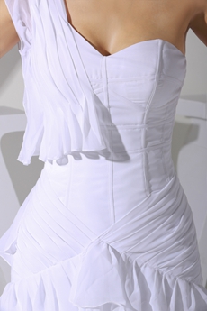 Sexy One Shoulder White Chiffon Summer Wedding Dress 