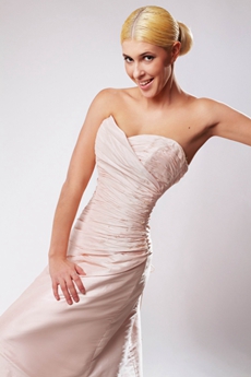 Elegance A-line Pink Taffeta Wedding Dress 