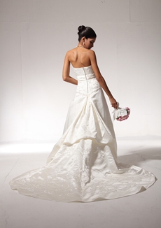 Classy A-line Embroidery Satin Wedding Dress 