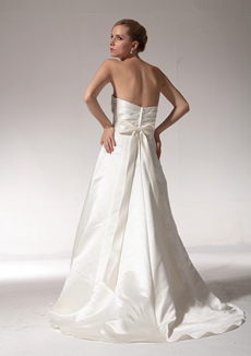 Sweetheart A-line Simple Wedding Dress With Bow Sash 