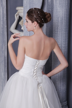 Pretty Strapless Princess Wedding Dress Corset Back 