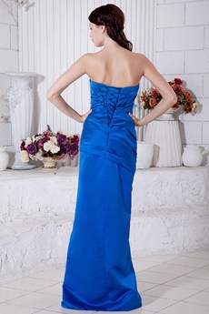 Discount A-line Royal Blue Satin Bridesmaid Dress 