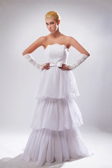 Beautiful A-line 3 Tiered Wedding Dress With Sash   