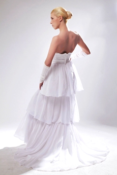 Beautiful A-line 3 Tiered Wedding Dress With Sash   