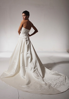Modest Satin Wedding Dress With Embroidery 