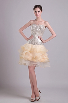 Luxury Champagne Sparkled Damas Dress With Sequins 