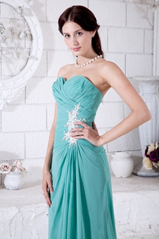 Ankle Length Jade Green Chiffon Bridesmaid Dress 