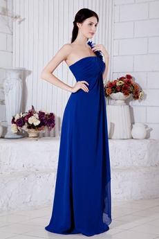 Decent One Straps A-line Royal Blue Chiffon College Graduation Dress 