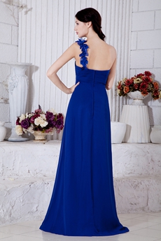 Decent One Straps A-line Royal Blue Chiffon College Graduation Dress 