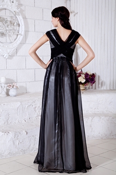 V-neckline Silver & Black Prom Dress 