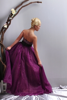 Stunning Grape Colored Princess Quince Dress With Beads 