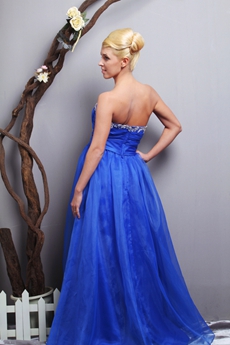 Stunning Royal Blue Organza Princess Quinceanera Dress 