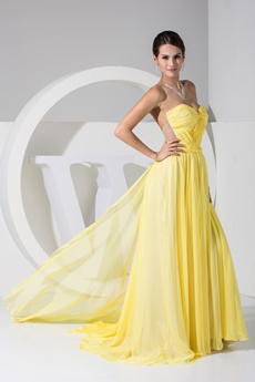 Beautiful A-line Full Length Yellow Formal Evening Dress 