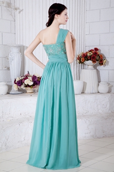 Breathtaking One Straps Jade Green Chiffon Engagement Evening Dress 