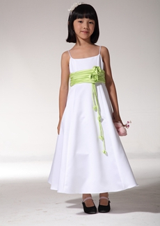 White And Lime Green Girls Pageant Dress 