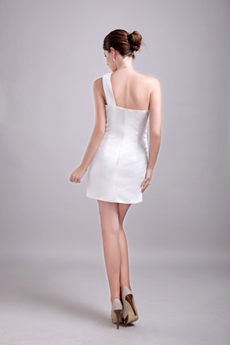 One Shoulder White Homecoming Dress With Diamonds 