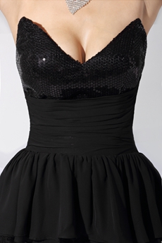 Sexy V-Neckline Black High Low Prom Dress With Sequins