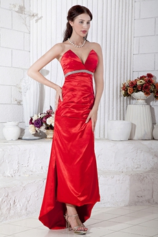 Sexy Low-cut Neckline Red Cocktail Dress 