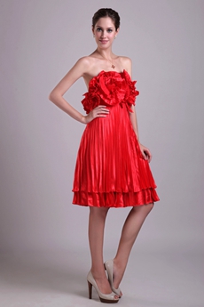 Knee Length Red Homecoming Dress With Ruffles 