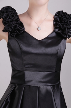 V-Neckline Mini Length Black Cocktail Dress 