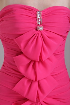Cute Fuchsia Cocktail Dress With Bowknot 