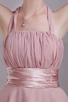 Cute Halter A-line Mini Length Dusty Rose Bridesmaid Dress 