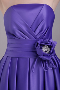 Knee Length Violet Satin Junior Bridesmaid Dress 