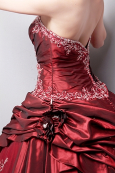 Impressive Burgundy Quinceanera Dress With Lace Appliques 