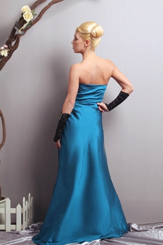 Charming A-line Turquoise Satin Prom Party Dress