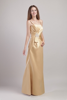Noble Spaghetti Straps Champagne Bridesmaid Dress 