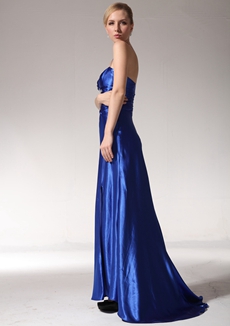 Sexy A-line Royal Blue Satin Evening Dress 