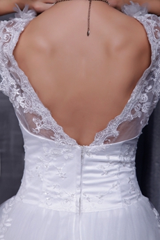 Double Straps White Tulle Princess Lace Wedding Dress   