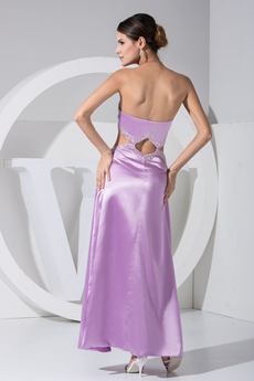 Ankle Length Column Lilac Prom Dress Cut Out 