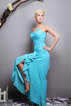 Lovely Blue High Low Junior Prom Dress 