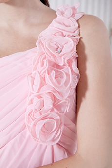 Cute One Straps Mini Length Pink High School Graduation Dress 