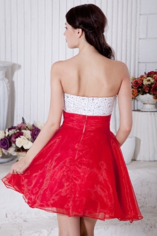 Lovely White And Red Sweet Sixteen Dress With Great Handworks 