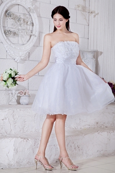 White Organza Mini Length Sweet 16 Dress 