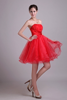 Lovely Puffy Mini Length Red Sweet Sixteen Dress 