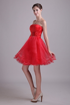 Lovely Puffy Mini Length Red Sweet Sixteen Dress 