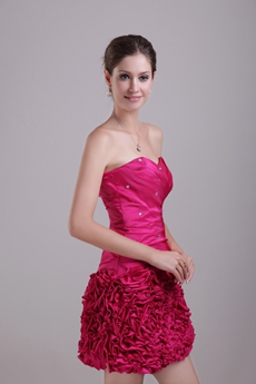 Lovely Mini Length Fuchsia Sweet Sixteen Dress With Crystals 