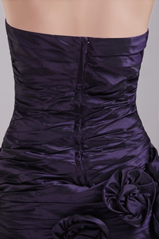Mini Length Dark Purple Sweet Sixteen Dress With Handmade Flowers 