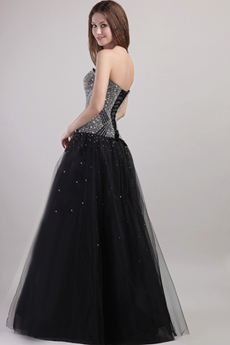 Luxury Beaded Black Quince Dress 