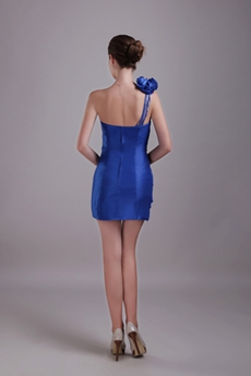 Modern One Straps Mini Length Royal Blue Wedding Guest Dress 