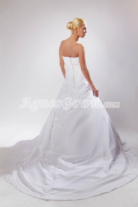 Exclusive White Satin A-line Simple Bridal Gown 